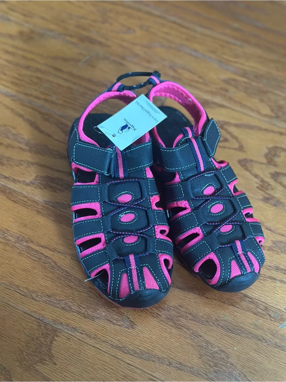 Kids Pink and Black Closed-Toe Sandals - Size 2